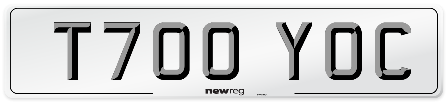 T700 YOC Number Plate from New Reg